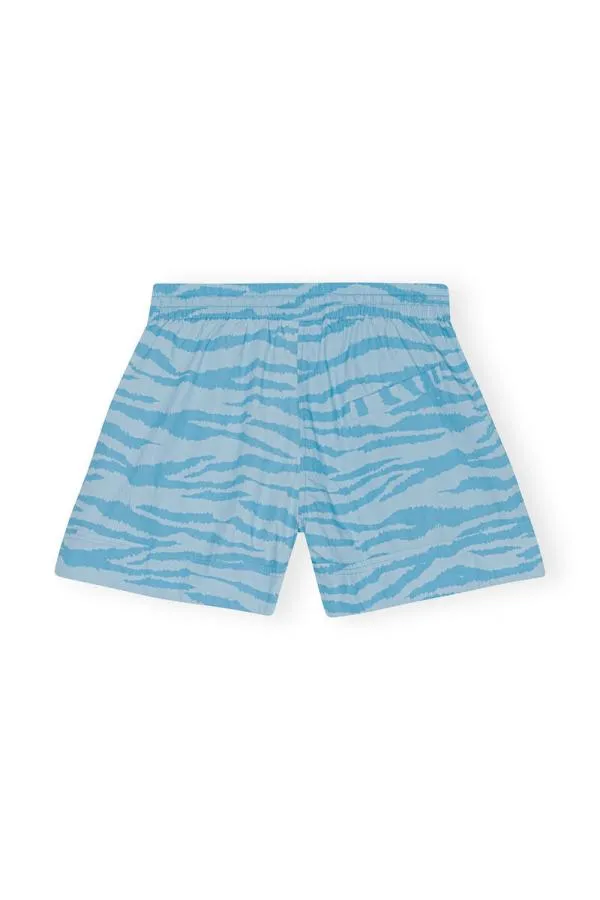 Clothing GANNI Extended Sizes Printed Cotton Elasticated Shorts Ethereal Blue Clothing GANNI Extended Sizes Printed Cotton Elasticated Shorts Ethereal Blue