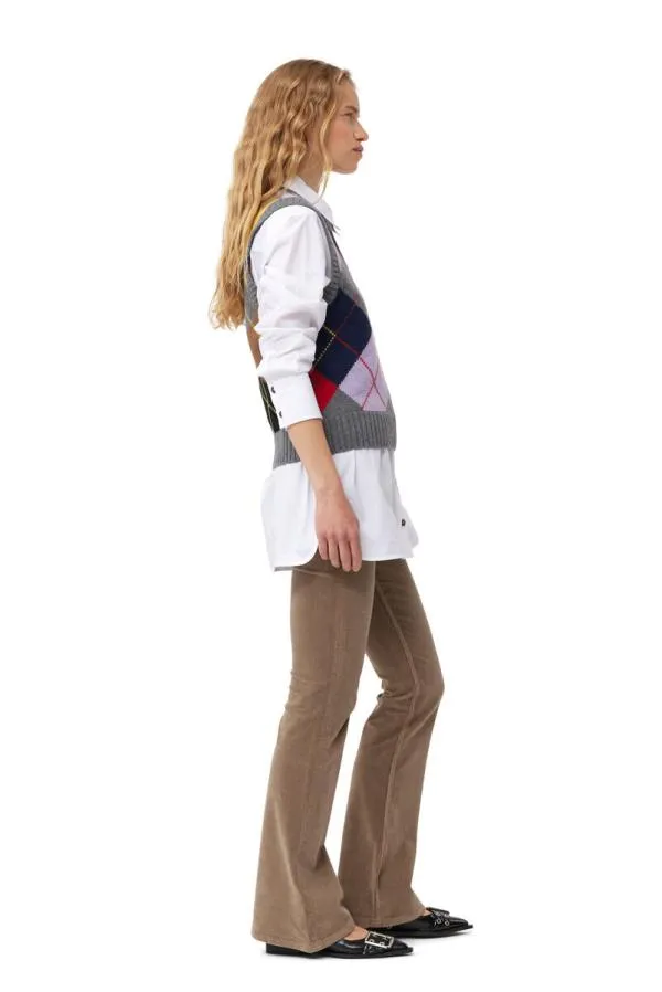 Clothing GANNI Knitwear Harlequin Wool Mix Knit Vest Frost Gray Clothing GANNI Knitwear Harlequin Wool Mix Knit Vest Frost Gray