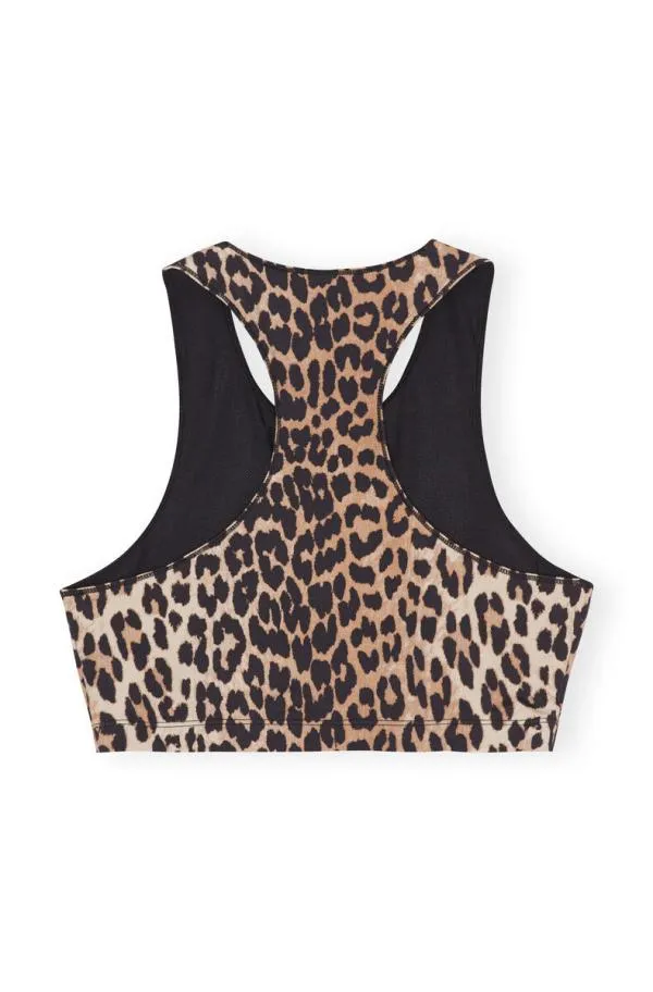 Clothing GANNI Leopard Print Active Racerback Zipper Top Leopard
