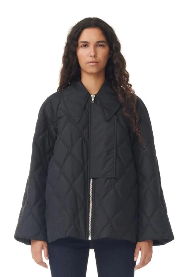 Clothing GANNI Outerwear Black Ripstop Quilt Jacket Black
