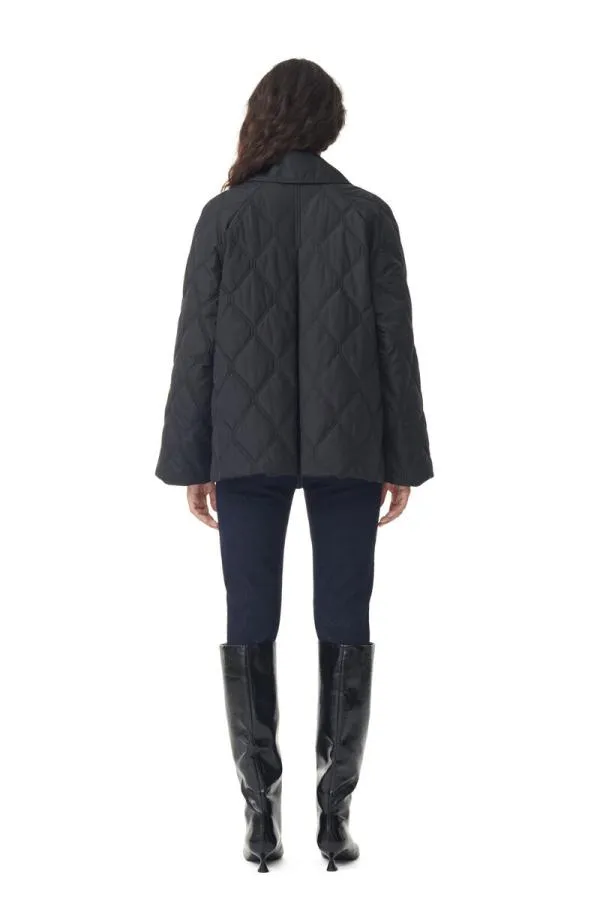 Clothing GANNI Outerwear Black Ripstop Quilt Jacket Black Clothing GANNI Outerwear Black Ripstop Quilt Jacket Black