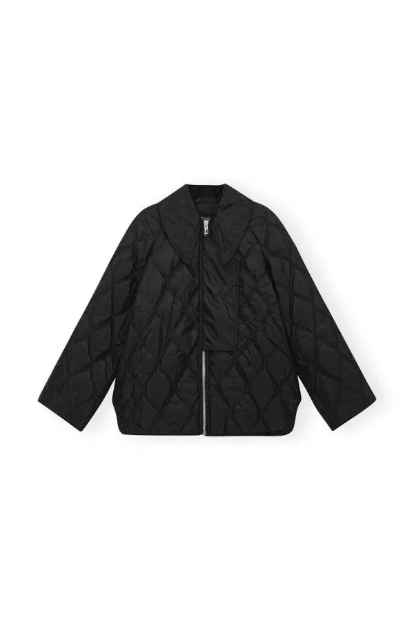 Clothing GANNI Outerwear Black Ripstop Quilt Jacket Black Clothing GANNI Outerwear Black Ripstop Quilt Jacket Black