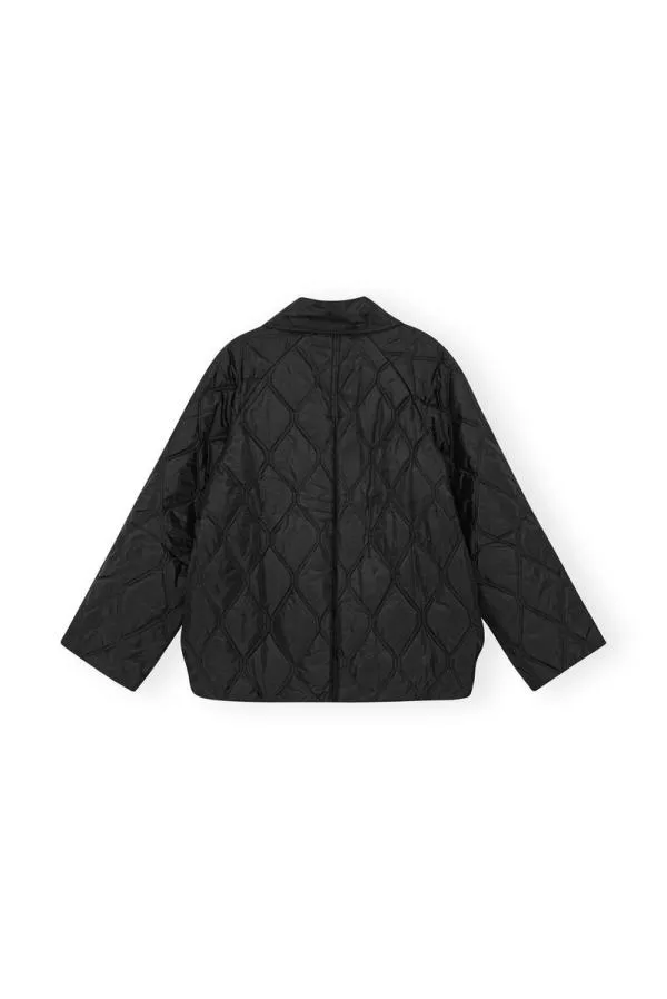 Clothing GANNI Outerwear Black Ripstop Quilt Jacket Black Clothing GANNI Outerwear Black Ripstop Quilt Jacket Black