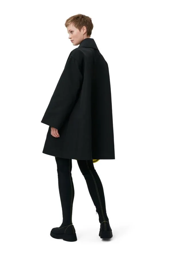 Clothing GANNI Outerwear Heavy Twill Oversized Midi Jacket Black Clothing GANNI Outerwear Heavy Twill Oversized Midi Jacket Black