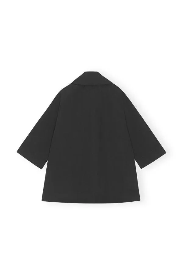 Clothing GANNI Outerwear Heavy Twill Oversized Midi Jacket Black Clothing GANNI Outerwear Heavy Twill Oversized Midi Jacket Black