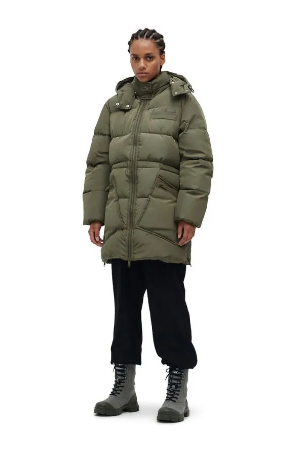 Clothing GANNI Outerwear Recycled Polyester Oversized Puffer Midi Jacket Kalamata