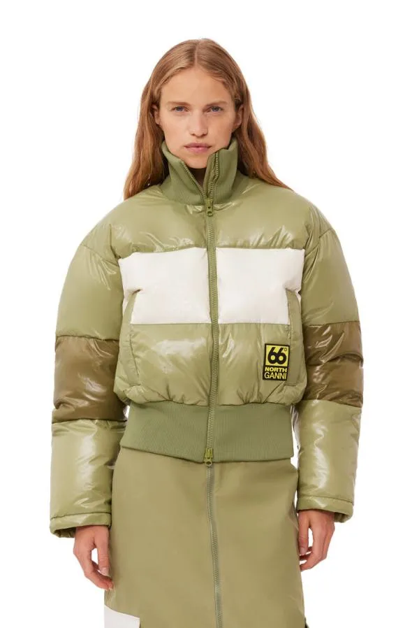 Clothing GANNI Outerwear X 66North Askja Down Bomber Green Salvia
