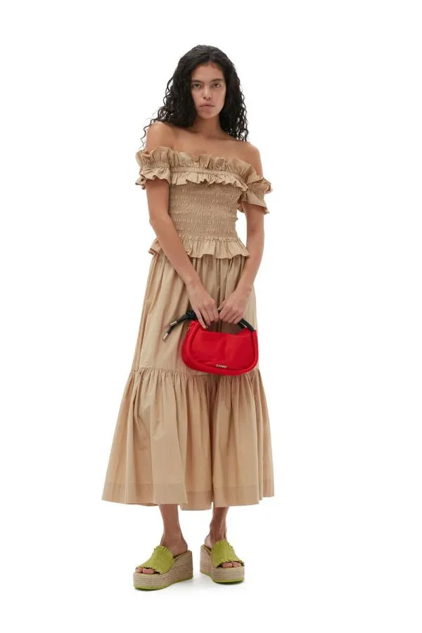 Clothing GANNI Skirts Cotton Poplin Maxi Flounce Skirt Curds And Whey Clothing GANNI Skirts Cotton Poplin Maxi Flounce Skirt Curds And Whey