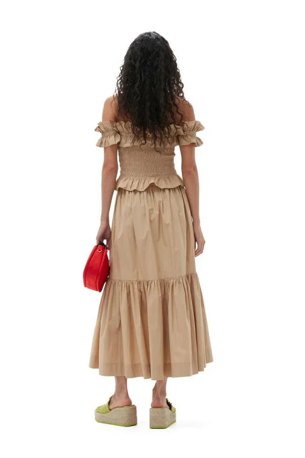 Clothing GANNI Skirts Cotton Poplin Maxi Flounce Skirt Curds And Whey Clothing GANNI Skirts Cotton Poplin Maxi Flounce Skirt Curds And Whey