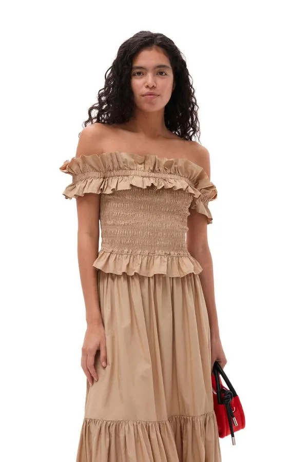 Clothing GANNI Skirts Cotton Poplin Maxi Flounce Skirt Curds And Whey Clothing GANNI Skirts Cotton Poplin Maxi Flounce Skirt Curds And Whey