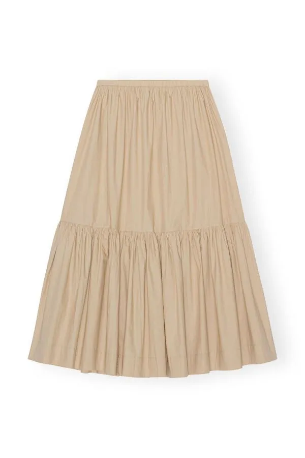 Clothing GANNI Skirts Cotton Poplin Maxi Flounce Skirt Curds And Whey Clothing GANNI Skirts Cotton Poplin Maxi Flounce Skirt Curds And Whey