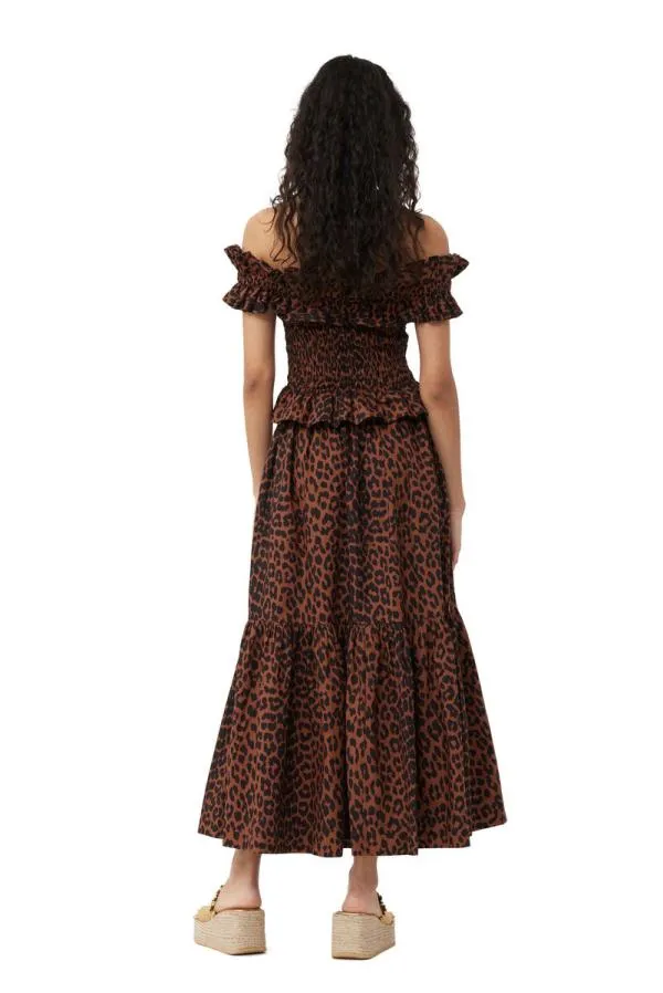 Clothing GANNI Skirts Cotton Poplin Maxi Flounce Skirt Toffee