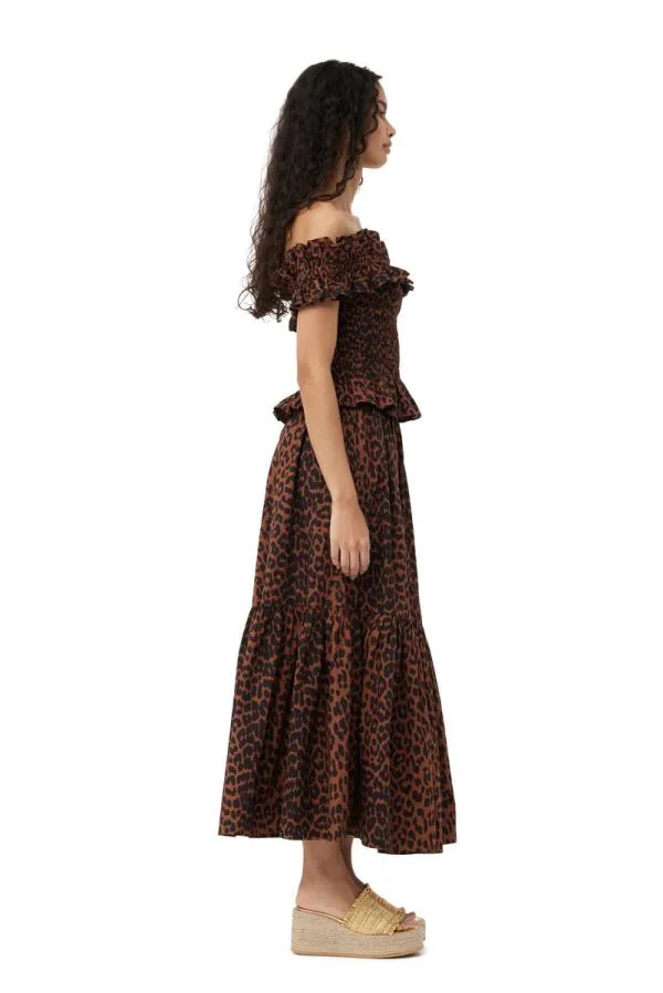 Clothing GANNI Skirts Cotton Poplin Maxi Flounce Skirt Toffee