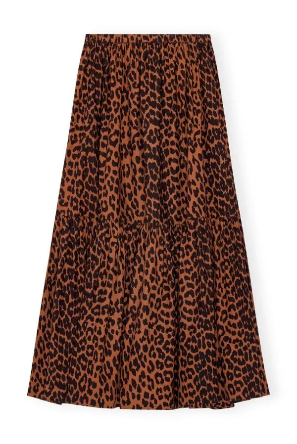 Clothing GANNI Skirts Cotton Poplin Maxi Flounce Skirt Toffee