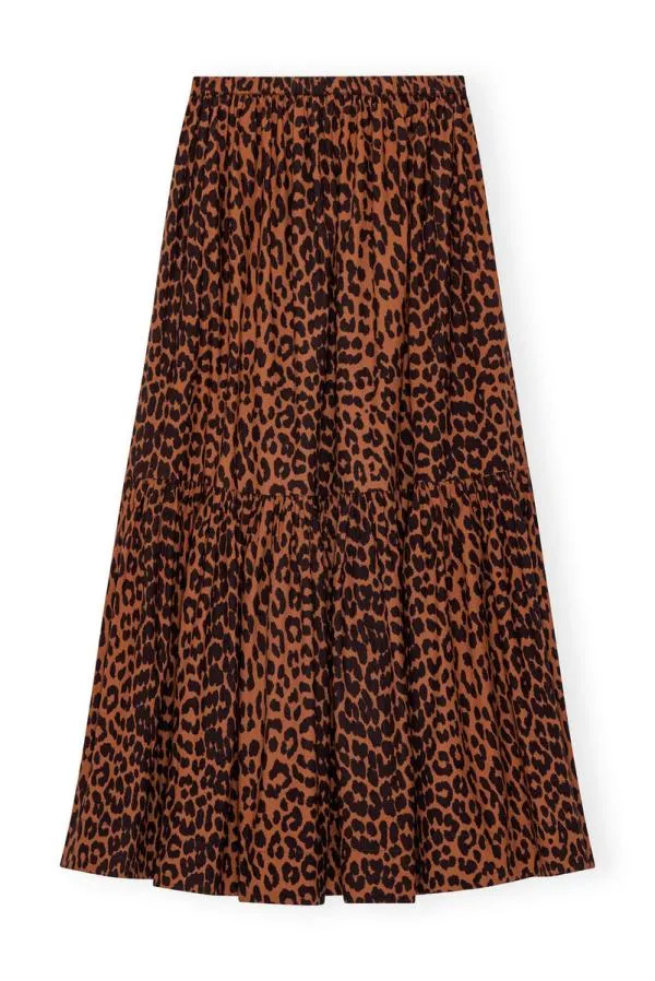 Clothing GANNI Skirts Cotton Poplin Maxi Flounce Skirt Toffee