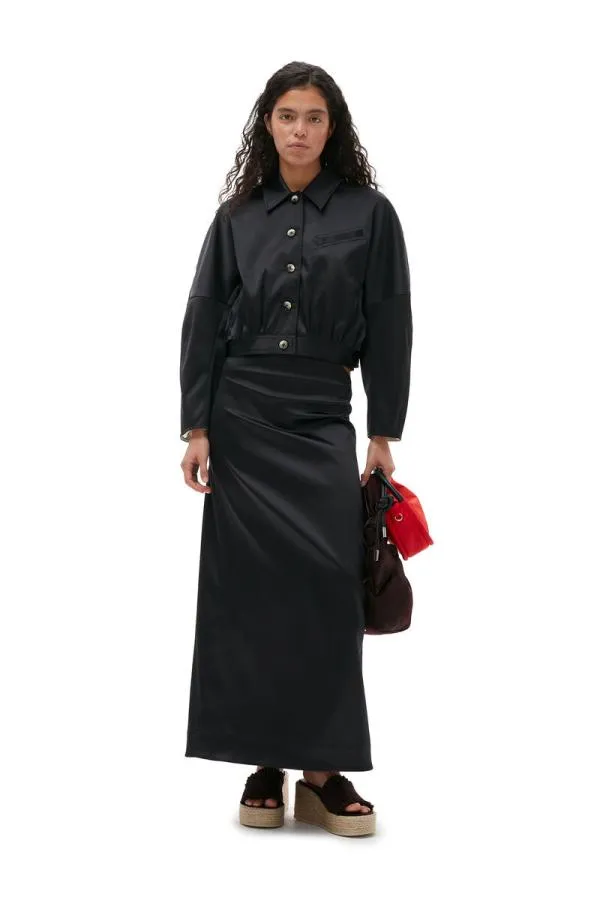 Clothing GANNI Skirts Double Satin Maxi Skirt Black