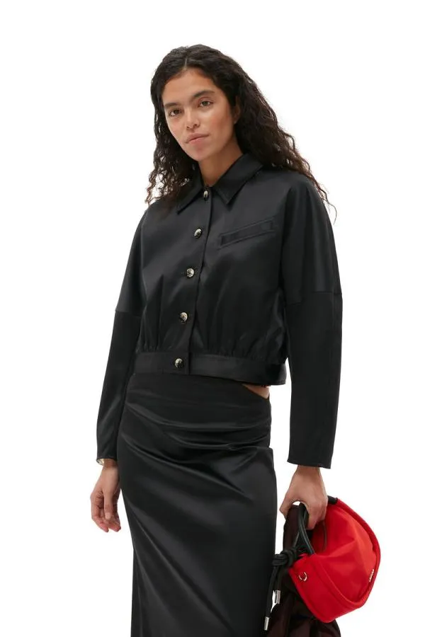 Clothing GANNI Skirts Double Satin Maxi Skirt Black Clothing GANNI Skirts Double Satin Maxi Skirt Black