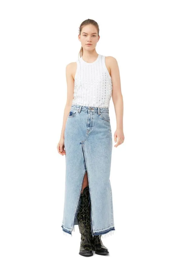 Clothing GANNI Skirts ReCut Denim Maxi Skirt Denim