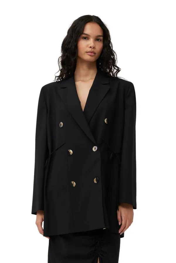 Clothing GANNI Suiting Black Drapey Melange Oversized Blazer Black