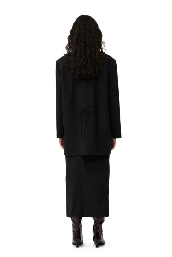 Clothing GANNI Suiting Black Drapey Melange Oversized Blazer Black Clothing GANNI Suiting Black Drapey Melange Oversized Blazer Black