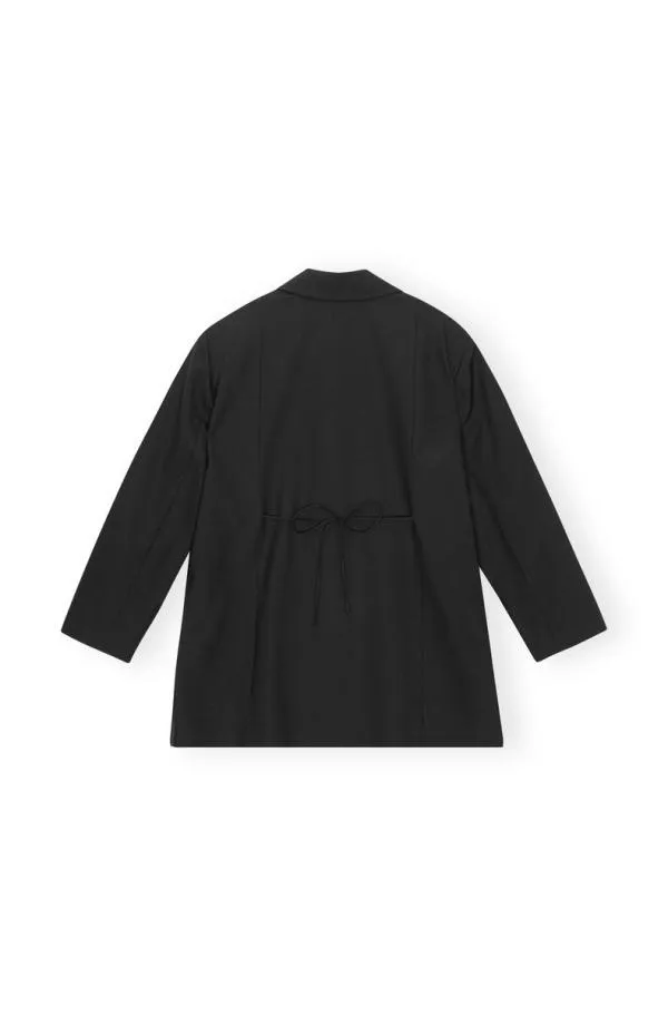 Clothing GANNI Suiting Black Drapey Melange Oversized Blazer Black Clothing GANNI Suiting Black Drapey Melange Oversized Blazer Black