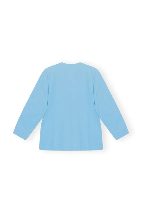 Clothing GANNI Suiting Cotton Suiting Boxy Blazer Ethereal Blue Clothing GANNI Suiting Cotton Suiting Boxy Blazer Ethereal Blue