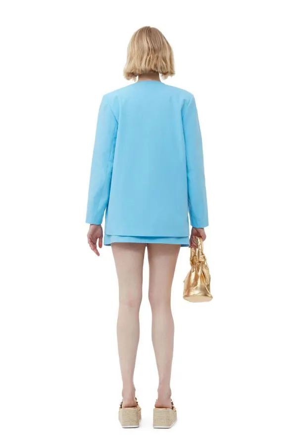 Clothing GANNI Suiting Cotton Suiting Boxy Blazer Ethereal Blue Clothing GANNI Suiting Cotton Suiting Boxy Blazer Ethereal Blue