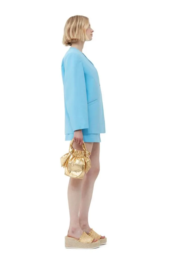 Clothing GANNI Suiting Cotton Suiting Boxy Blazer Ethereal Blue Clothing GANNI Suiting Cotton Suiting Boxy Blazer Ethereal Blue