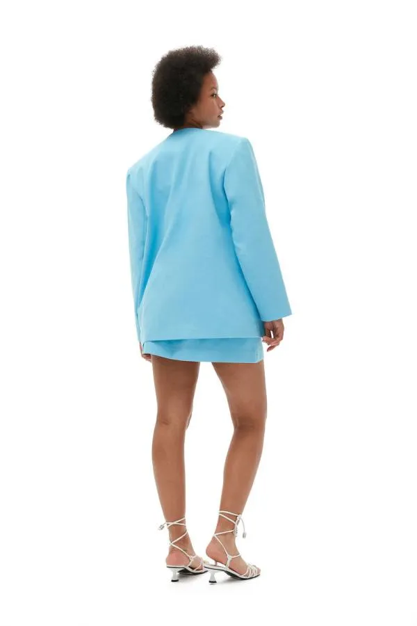 Clothing GANNI Suiting Cotton Suiting Boxy Blazer Ethereal Blue Clothing GANNI Suiting Cotton Suiting Boxy Blazer Ethereal Blue