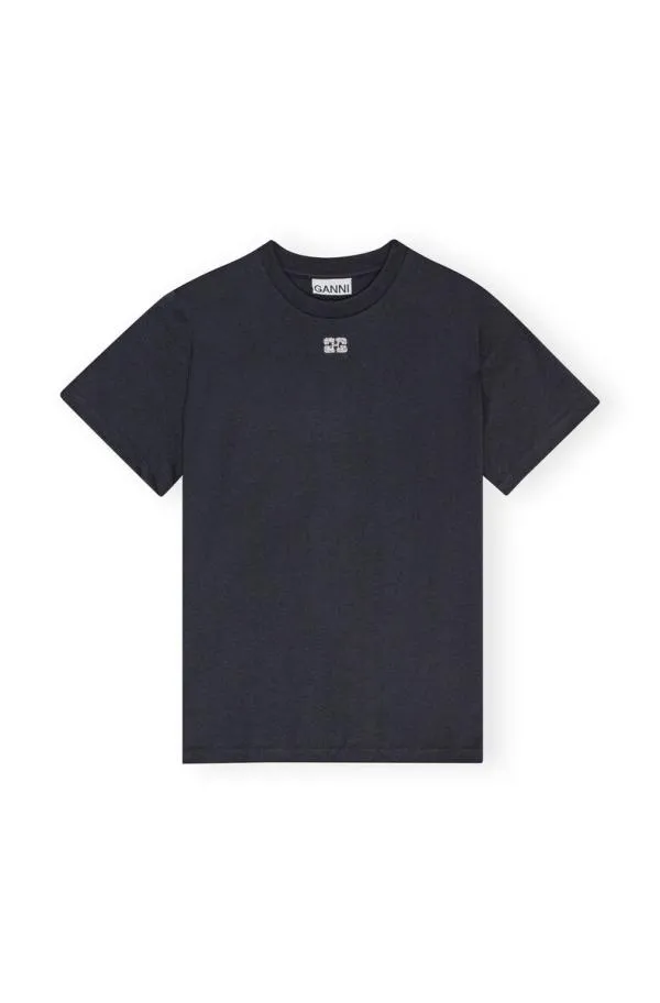 Clothing GANNI TShirts Dark Grey Relaxed Rhinestone Tshirt Phantom Clothing GANNI TShirts Dark Grey Relaxed Rhinestone Tshirt Phantom