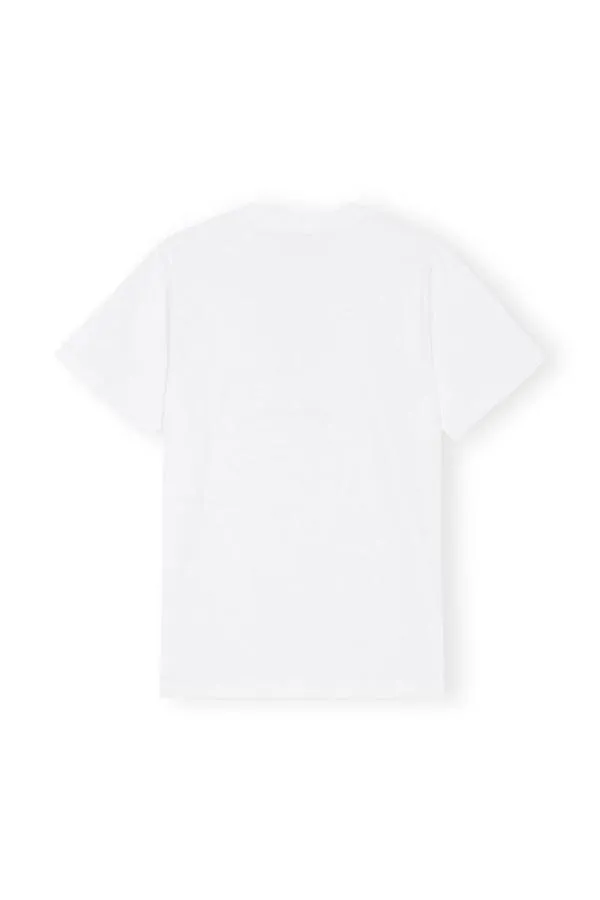 Clothing GANNI TShirts Pink Relaxed Bunny Tshirt Bright White Clothing GANNI TShirts Pink Relaxed Bunny Tshirt Bright White