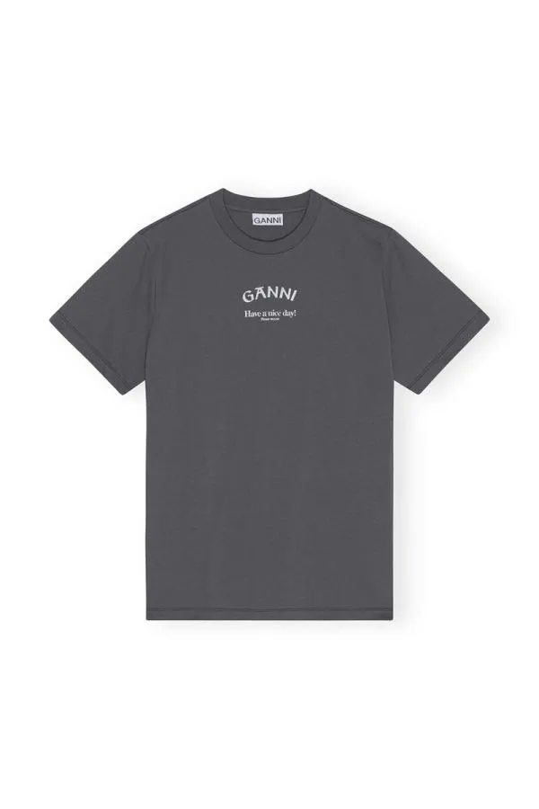 Clothing GANNI TShirts Relaxed Tshirt Volcanic Ash Clothing GANNI TShirts Relaxed Tshirt Volcanic Ash