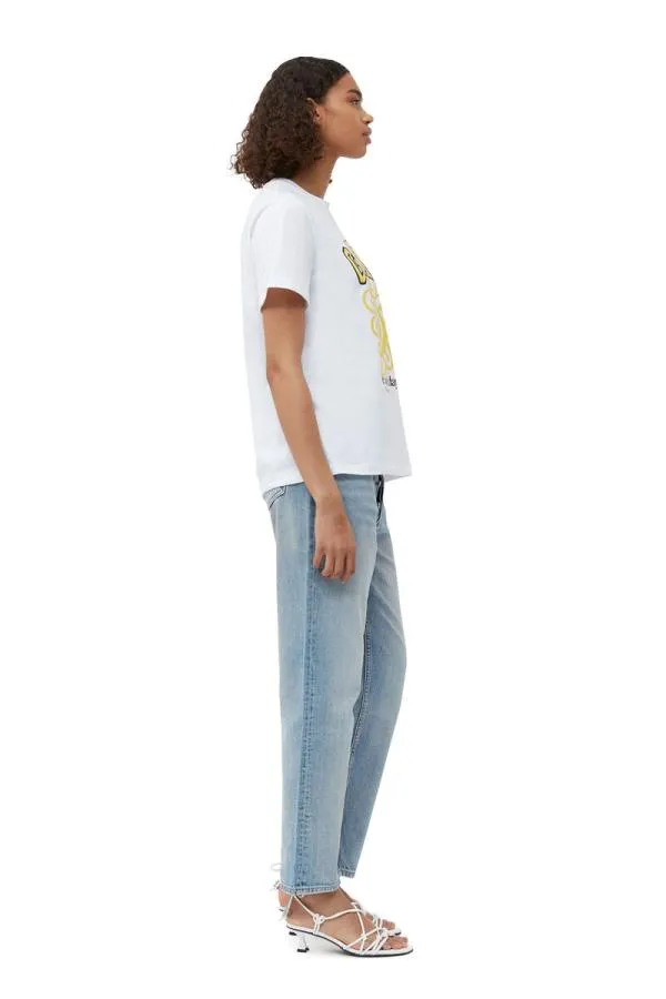 Clothing GANNI TShirts Relaxed Yellow Flower Tshirt Bright White