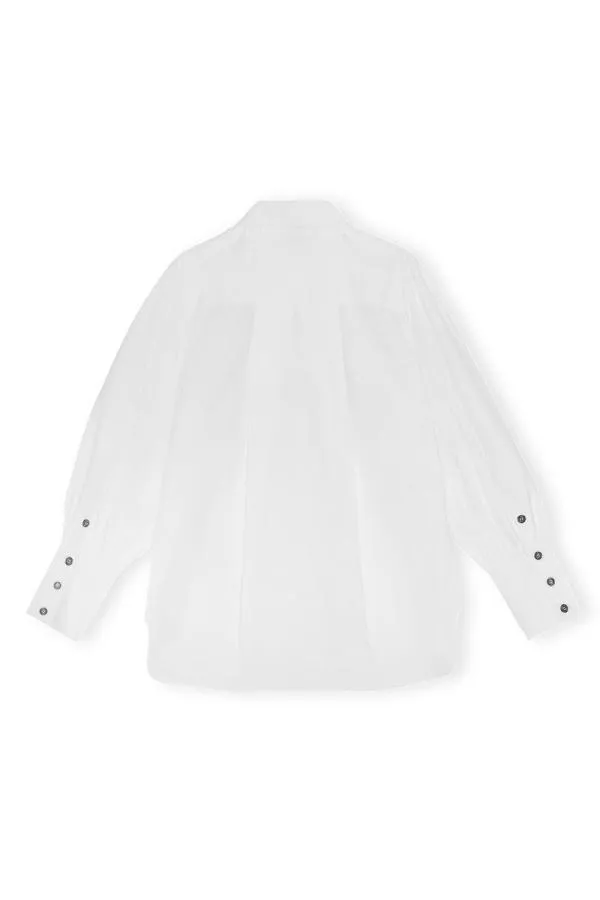 Clothing GANNI Tops Balloon Sleeve Shirt Bright White Clothing GANNI Tops Balloon Sleeve Shirt Bright White