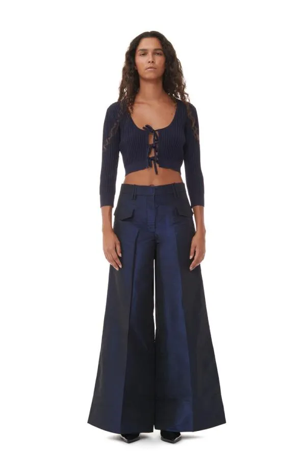 Clothing GANNI Tops Blue Melange Knit Cardigan Sky Captain Clothing GANNI Tops Blue Melange Knit Cardigan Sky Captain