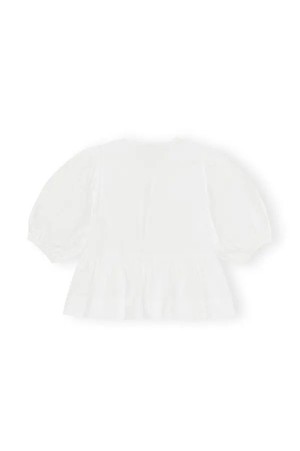 Clothing GANNI Tops Cotton Poplin Blouse Bright White Clothing GANNI Tops Cotton Poplin Blouse Bright White