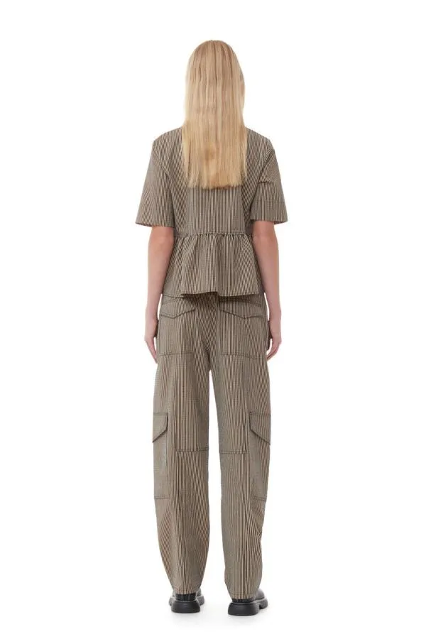 Clothing GANNI Trousers Seersucker Cargo Trousers Irish Cream Clothing GANNI Trousers Seersucker Cargo Trousers Irish Cream
