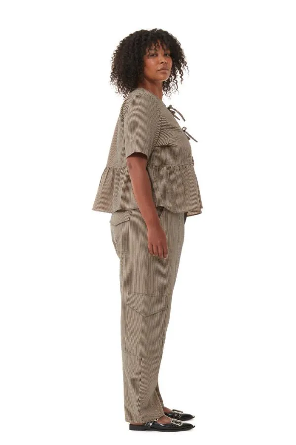 Clothing GANNI Trousers Seersucker Cargo Trousers Irish Cream Clothing GANNI Trousers Seersucker Cargo Trousers Irish Cream