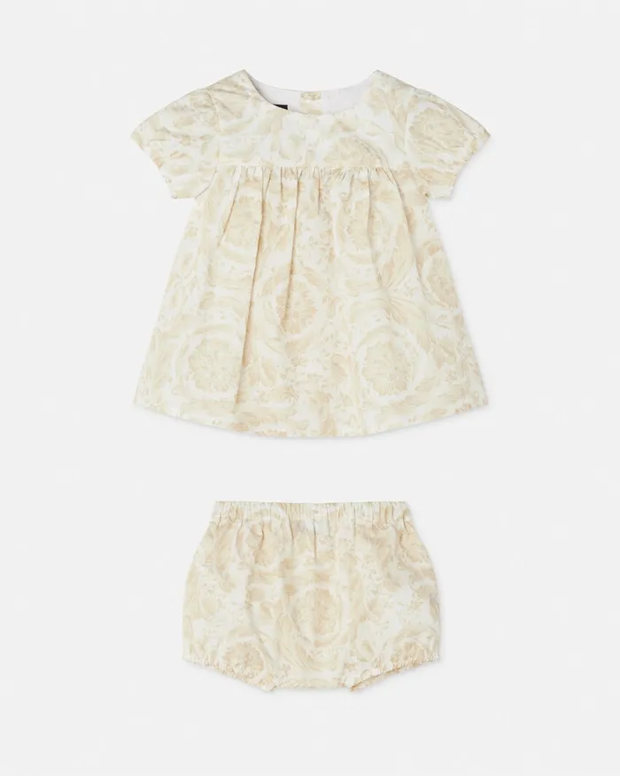 Clothing Kids Versace Barocco Baby Dress Set Beigeprint