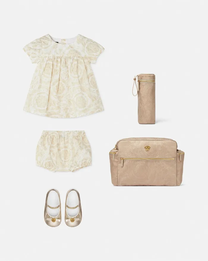 Clothing Kids Versace Barocco Baby Dress Set Beigeprint