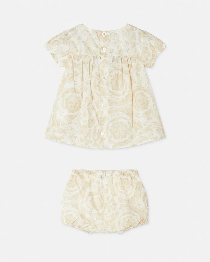 Clothing Kids Versace Barocco Baby Dress Set Beigeprint