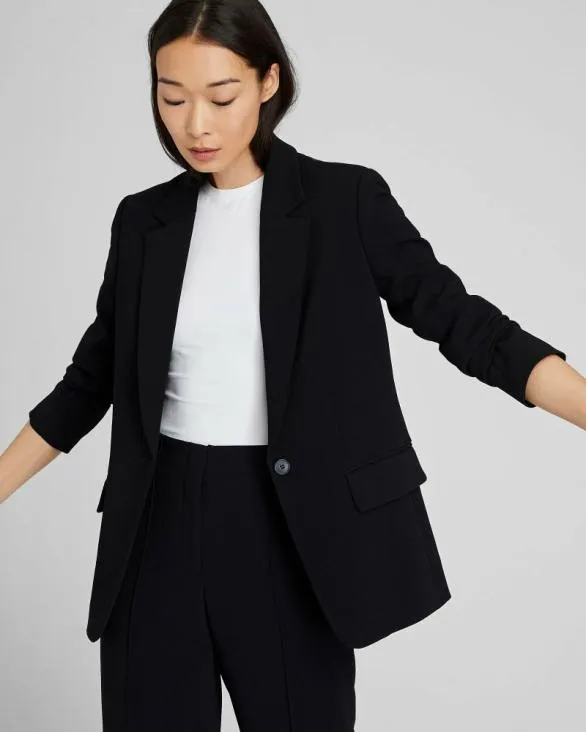 Club Monaco Blazers and Suiting Relaxed Single Breasted Crepe Blazer Black 8211 Women