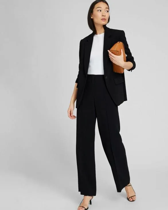 Club Monaco Blazers and Suiting Relaxed Single Breasted Crepe Blazer Black 8211 Women