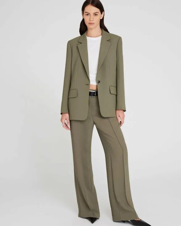Club Monaco Blazers and Suiting Relaxed SingleBreasted Crepe Blazer Olive Pit 8211 Women