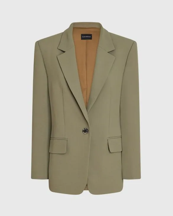 Club Monaco Blazers and Suiting Relaxed SingleBreasted Crepe Blazer Olive Pit 8211 Women