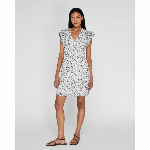 Club Monaco Dresses and Jumpsuits Flutter Sleeve Floral Print Day Dress Black Mix 8211 Women