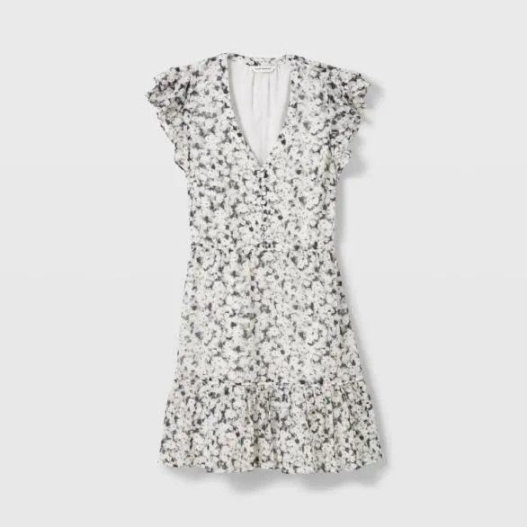 Club Monaco Dresses and Jumpsuits Flutter Sleeve Floral Print Day Dress Black Mix 8211 Women