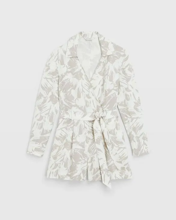 Club Monaco Dresses and Jumpsuits Long Sleeve Collared Romper Oatmeal Base 8211 Women