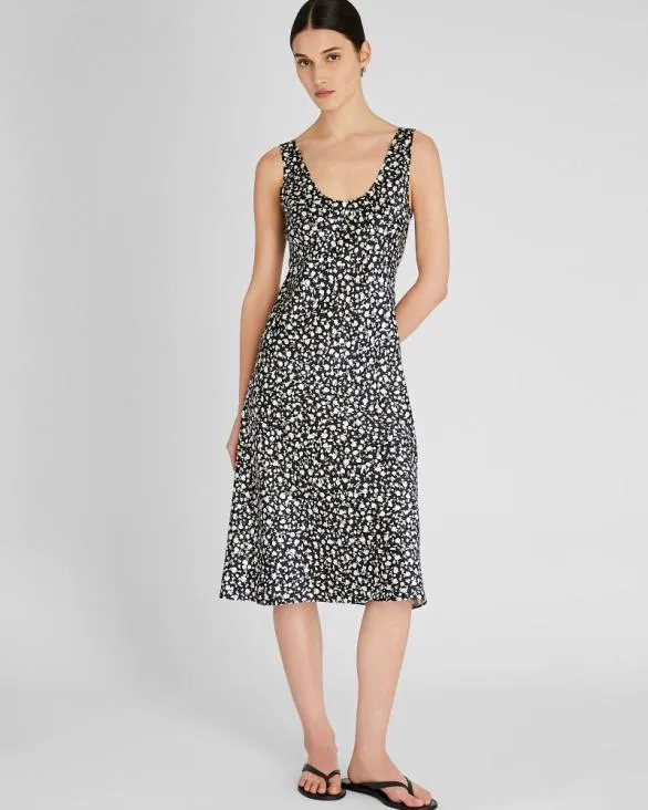 Club Monaco Dresses and Jumpsuits Printed Scoop Neck Midi Slip Dress Black 8211 Women