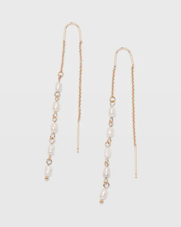 Club Monaco Jewelry Mini Pearl Threader Earrings Gold 8211 Women